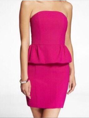 Express Neon Pink Magenta Peplum Cocktail Dress Size 6